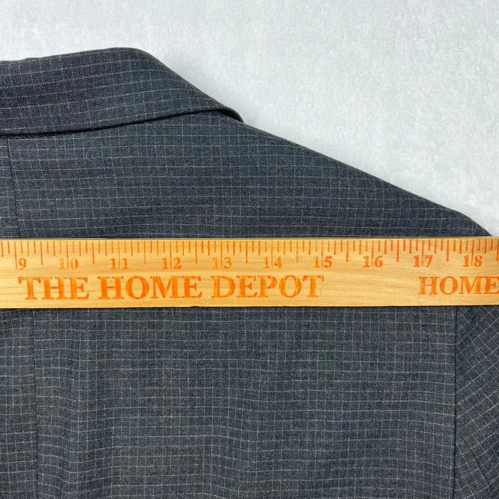 Banana Republic Blazer Mens 42R Grey Micro Check Stretch 2-Button Suit‎ Jacket